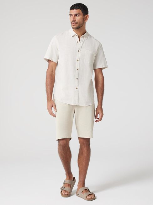 Wolf Textured Short Sleeve Shirt, Oatmeal, hi-res