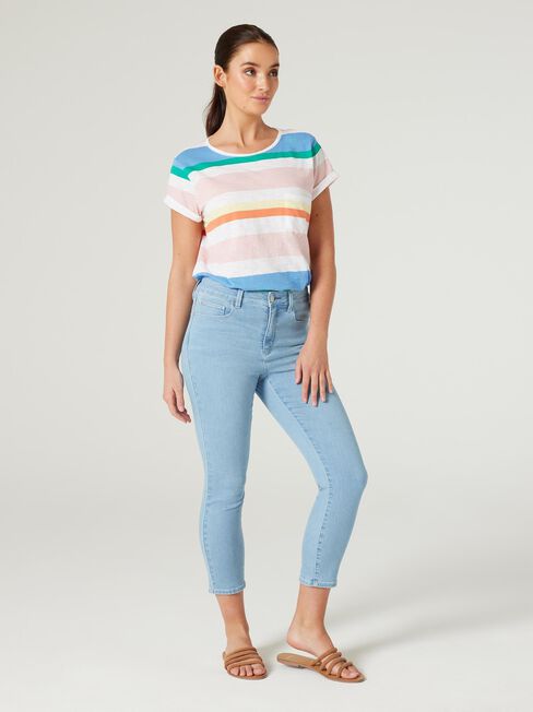 Essential Slub Pocket Tee, Orange Stripe, hi-res