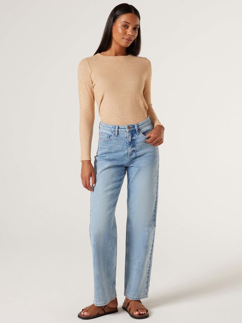 Sia Soft Touch Curved Hem Pullover, Caramel, hi-res