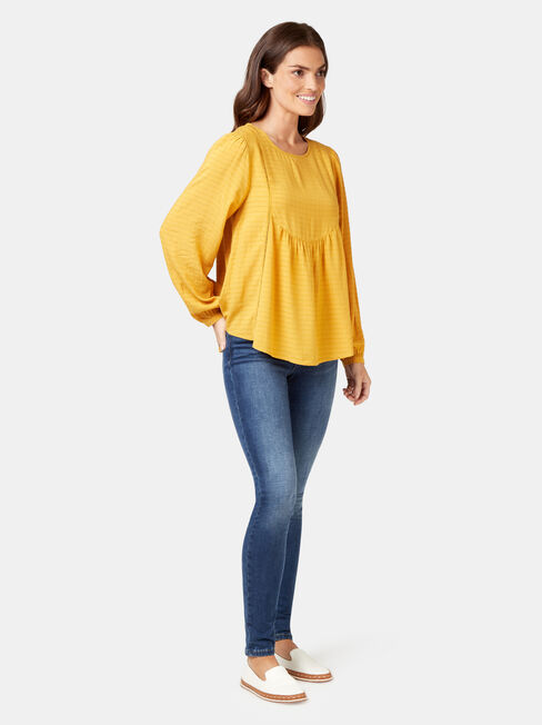 Avery Ladder Trim Blouse, Yellow, hi-res