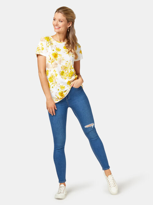 Zara Floral Printed Tee, Floral, hi-res