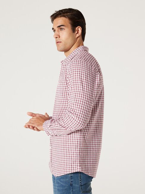 LS Harry Check Linen Shirt, Red Multi, hi-res