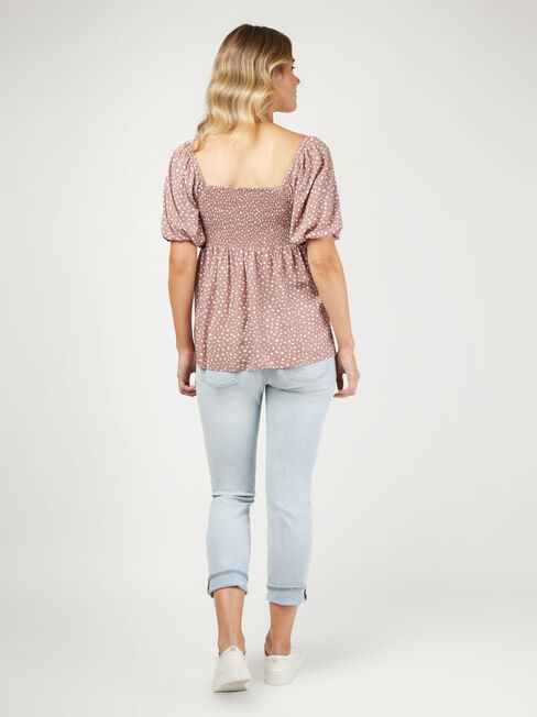Charlie Maternity Tie Front Top, Brown, hi-res