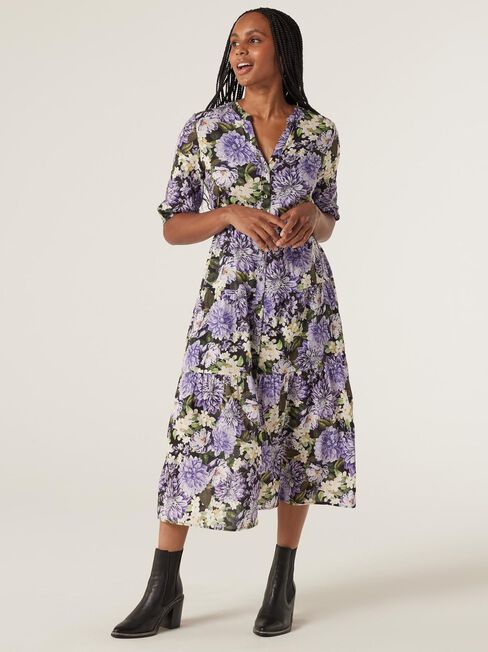 Morgan Tiered Midi Dress, Floral, hi-res