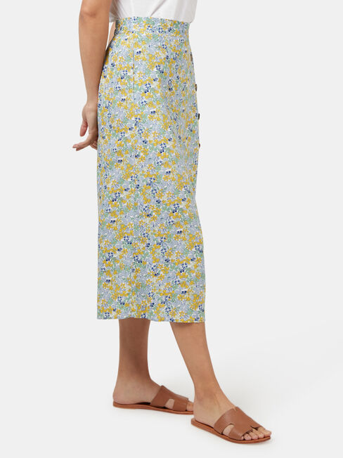 Daisy Side Button Skirt, Green, hi-res