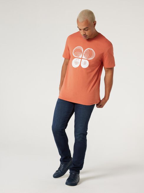SS Ostin Print Crew Tee, Orange, hi-res