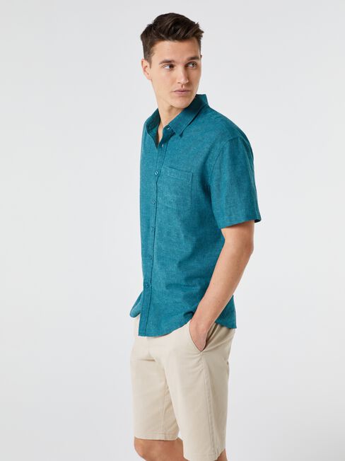 Wolf Textured Short Sleeve Shirt, Jadeite, hi-res
