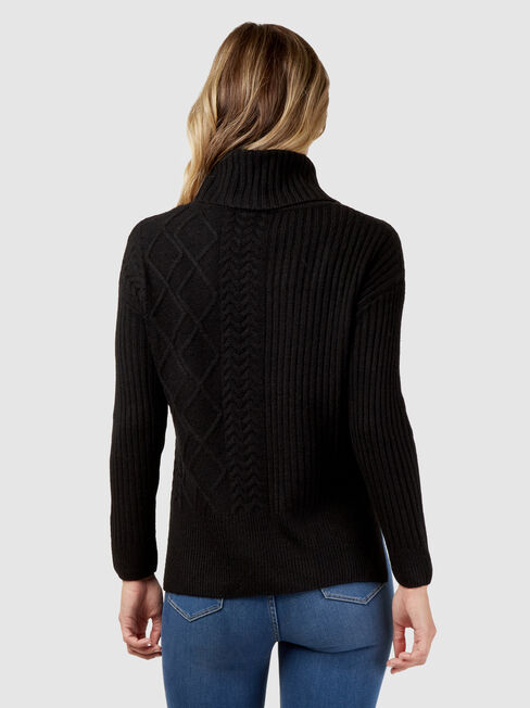 Lulu Cowl Neck Pullover, Black, hi-res