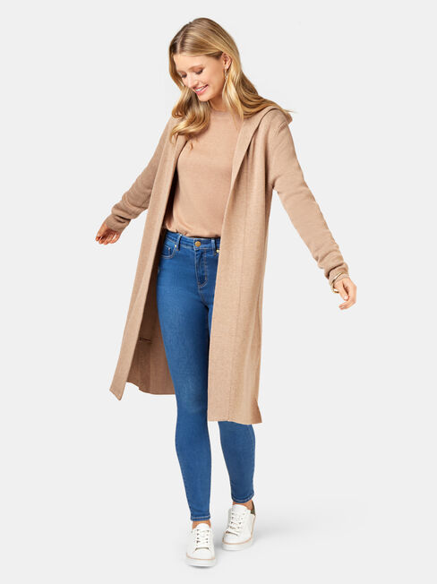 Aspen Essential Curve Hem Pullover, Brown, hi-res