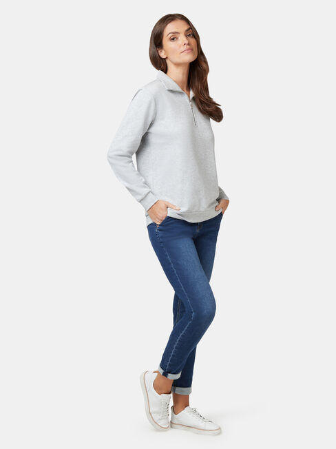 Zip Front Sweat, Grey, hi-res