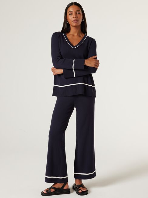 Jane Knit Contrast Pant, Ink, hi-res