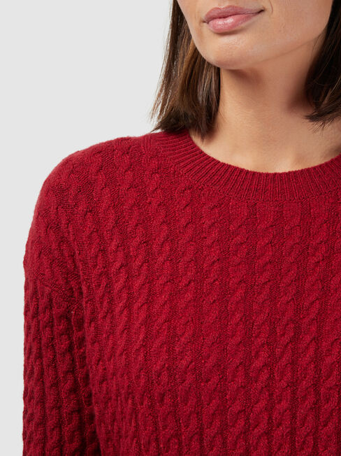 Milana Oversize Cable Knit, Red, hi-res