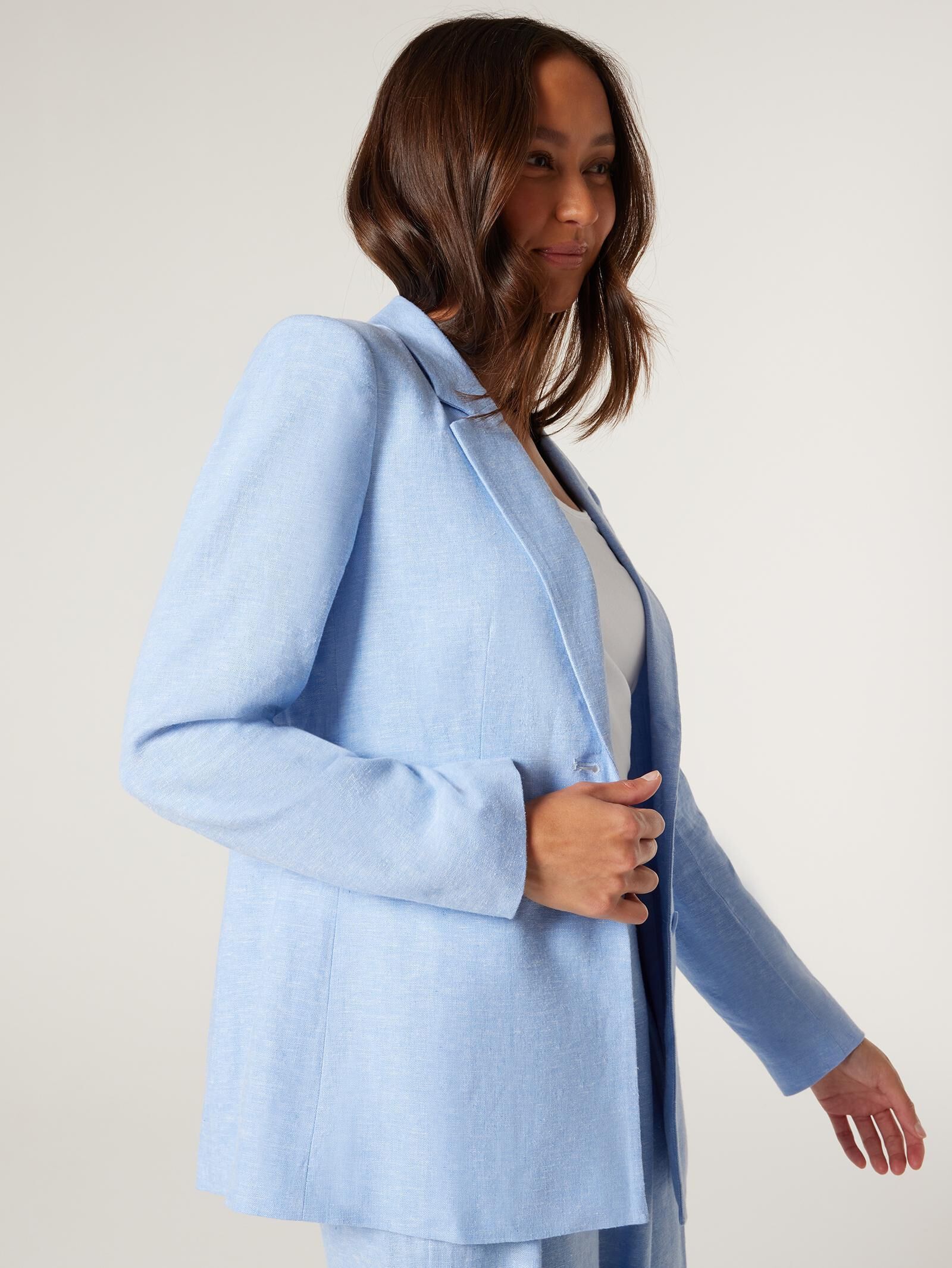 Blue linen blazers on sale