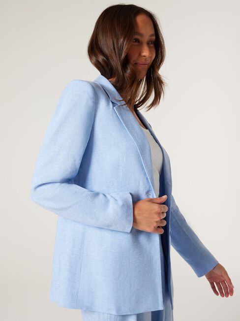 Yara Linen Blazer, Powder Blue, hi-res