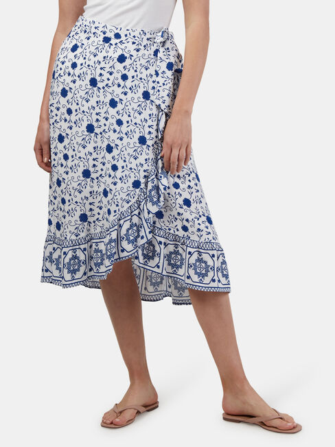 Chloe Midi Wrap Skirt, Blue, hi-res