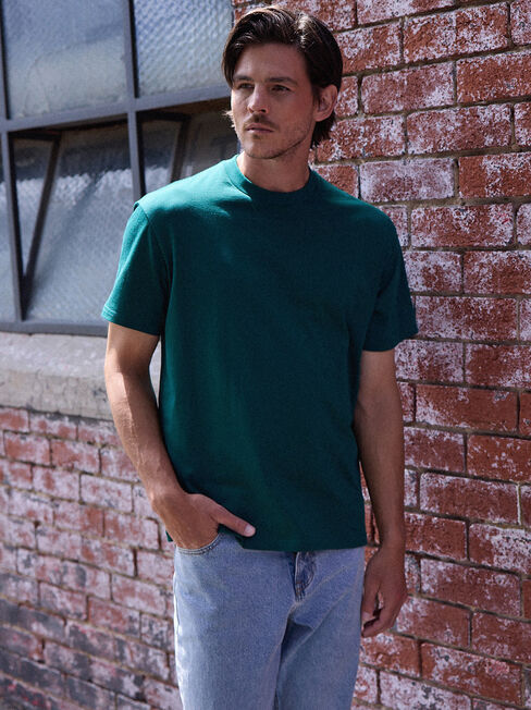 Ace Relaxed Fit Basic Crew Tee, Emerald Green, hi-res