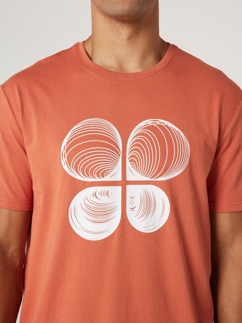 SS Ostin Print Crew Tee, Orange, hi-res