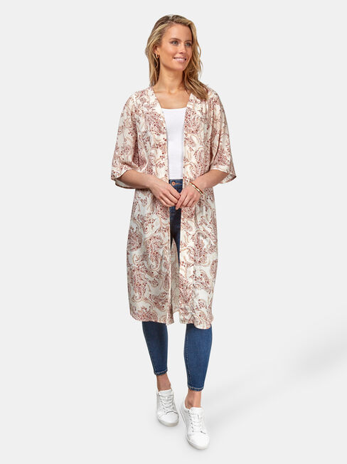 Monica Longline Kimono, Floral, hi-res