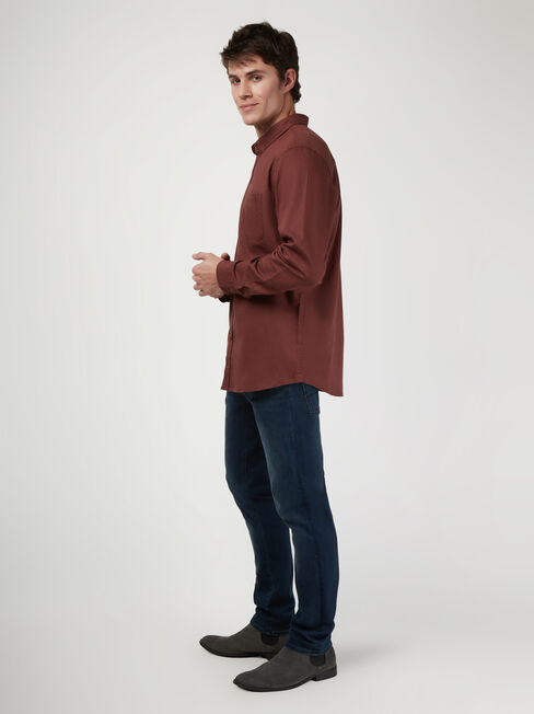 Brody Textured Long Sleeve Shirt, Red, hi-res
