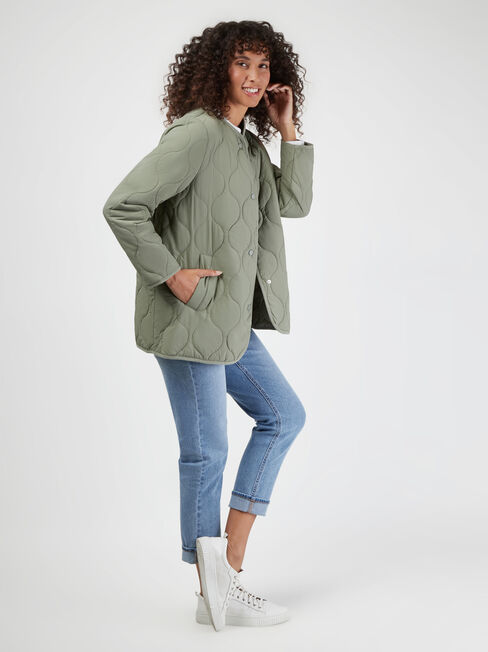 Priya Quilted Jacket, Green, hi-res