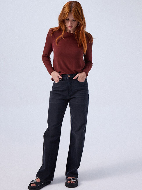 Sia Soft Touch Curved Hem Pullover, Brick, hi-res