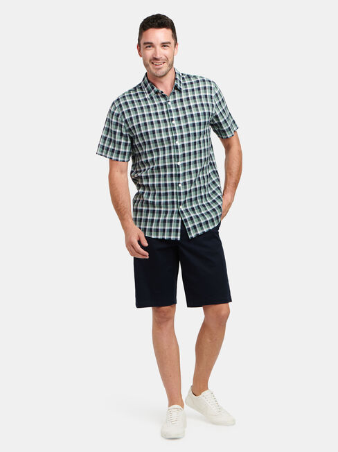 Trent Short Sleeve Check Shirt, Blue, hi-res