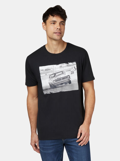 Monaro HT Short Sleeve Print Crew Tee, Black, hi-res