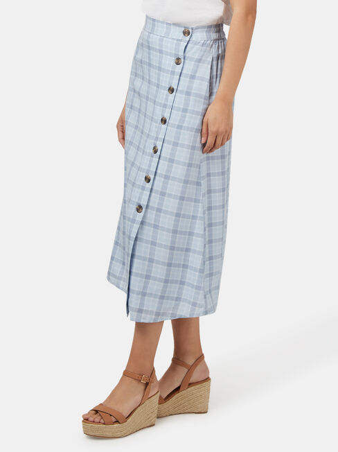 Daisy Side Button Skirt, Blue, hi-res