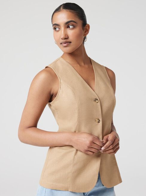 Willa Waistcoat, Brown, hi-res