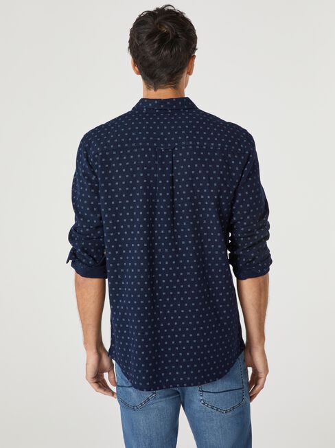 LS Rhodes Print Shirt, Blue, hi-res