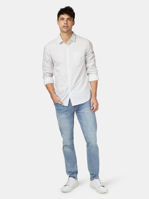 Windsor Long Sleeve Print Shirt, White, hi-res