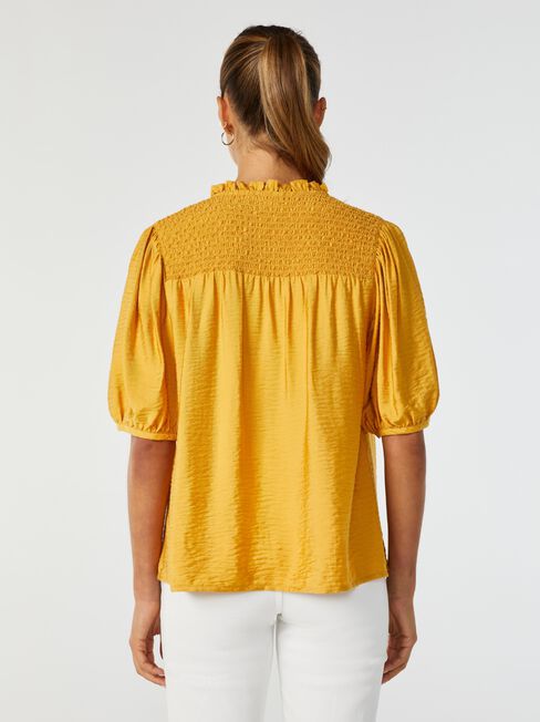 Jessie Shirred Yoke Top, Yellow, hi-res