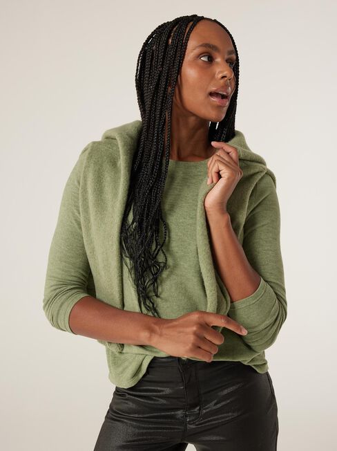 Sia Soft Touch Crew Neck Pullover, Pistachio Marle, hi-res