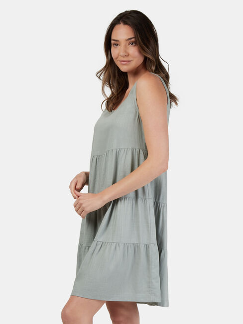 Georgia Tiered Dress, Green, hi-res