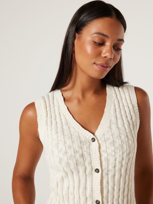 Lindsey Knit Vest, Off White, hi-res