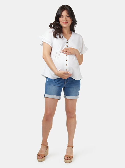 Connie Maternity Button Through Top, White, hi-res