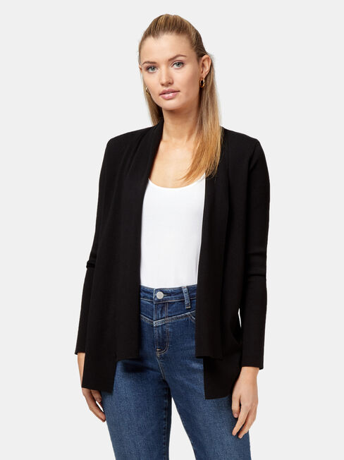 Mischa Drape Front Cardigan, Black, hi-res