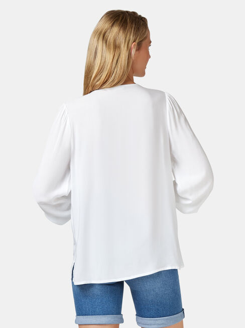 Kinsly Peasant Blouse, White, hi-res