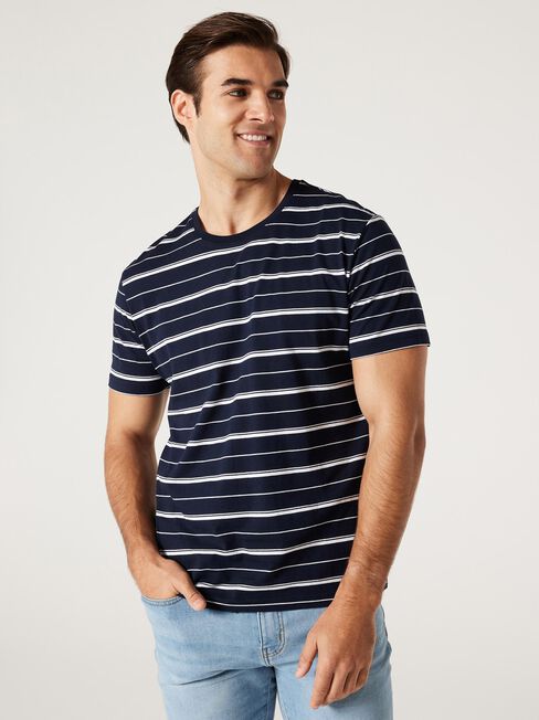 SS Jai Stripe Crew Tee, Ink Multi Stripe, hi-res