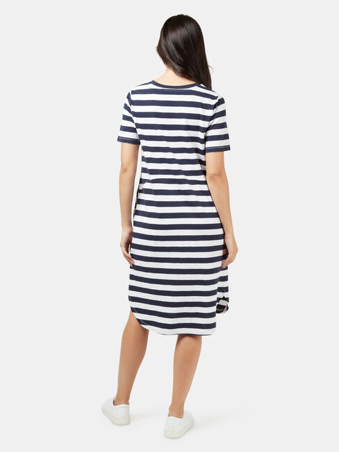 Macy Curved Hem Jersey Dress, Blue Stripe, hi-res