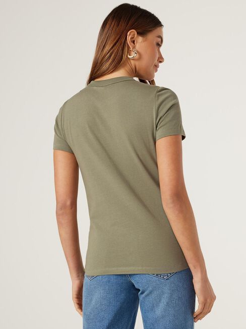 Classic Crew Neck Tee, Green, hi-res