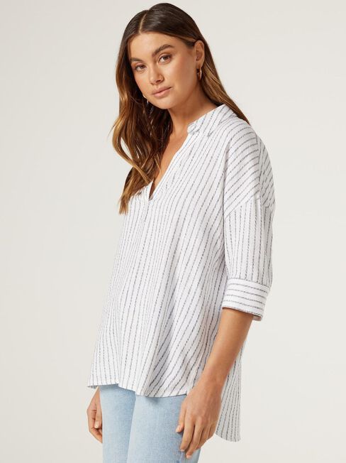 Violet Tunic Shirt, Stripe, hi-res