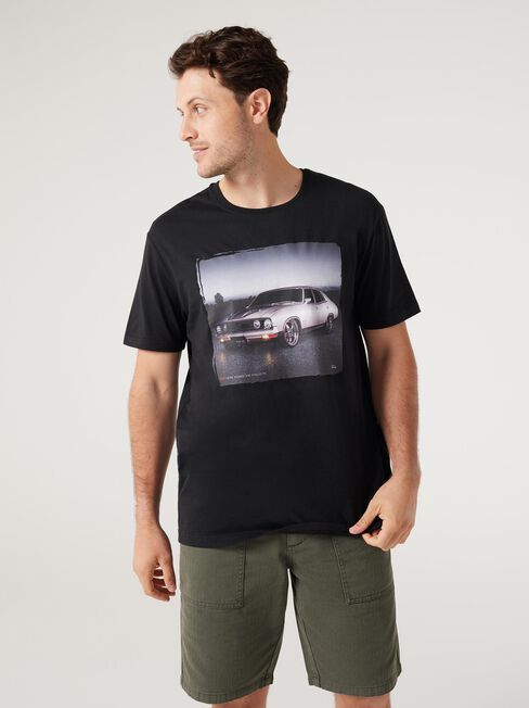 SS Ford 1974 XB Falcon GT Print Crew Tee, Black, hi-res