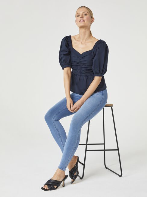 Pandora Gathered Top, Blue, hi-res