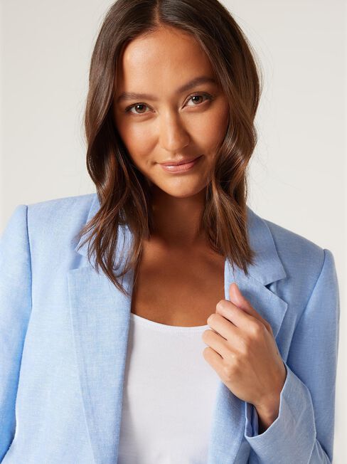 Yara Linen Blazer, Powder Blue, hi-res