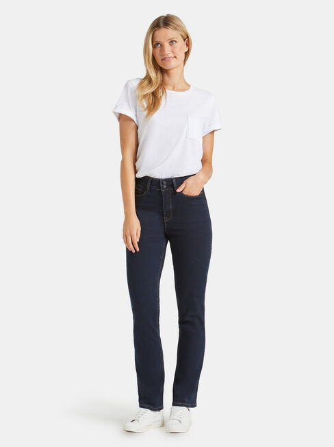 Tummy Trimmer Slim Straight Jeans  Absolute Indigo, Dark Indigo, hi-res