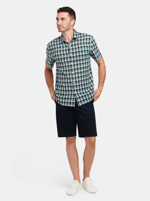 Trent Short Sleeve Check Shirt, Blue, hi-res
