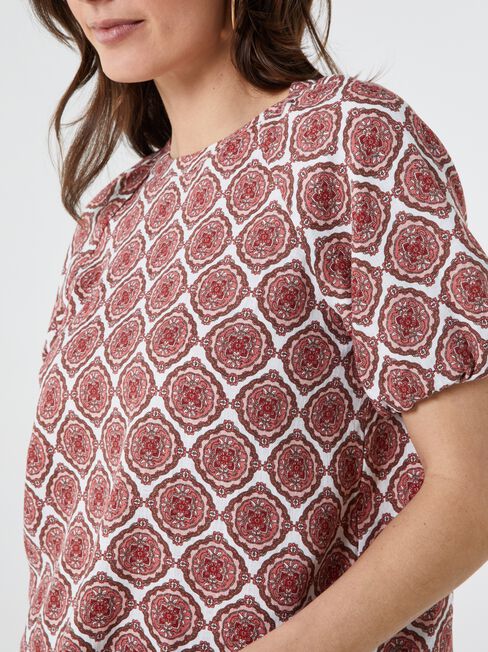 Waverly Raglan Puff Sleeve Top, Red, hi-res
