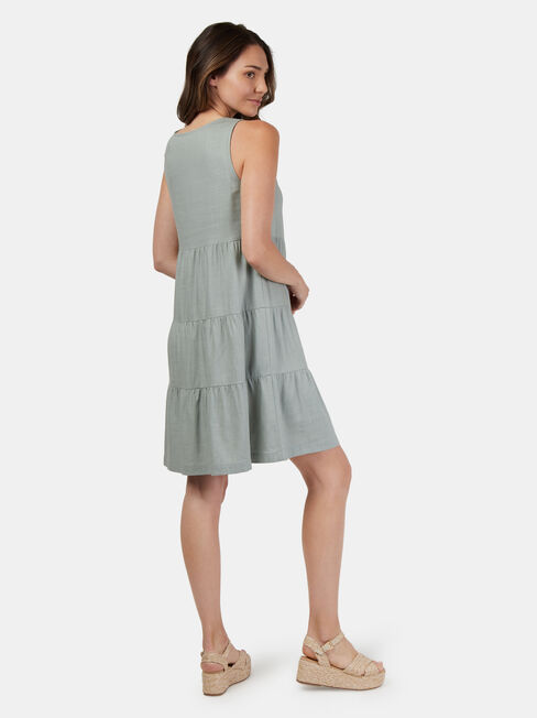 Georgia Tiered Dress, Green, hi-res