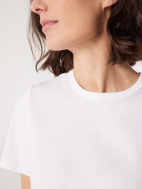 Essential Relaxed Crop Tee, White, hi-res